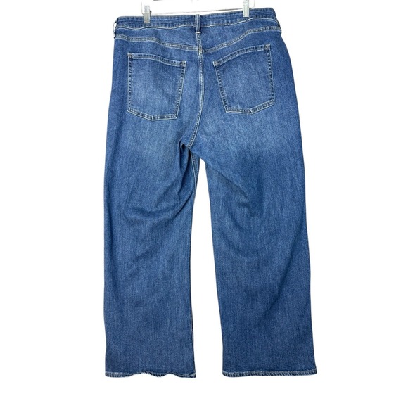 Old Navy Wow Wide Leg‎ High Rise Women Size 18 Short Blue Stretch Denim Jeans - Picture 3 of 3